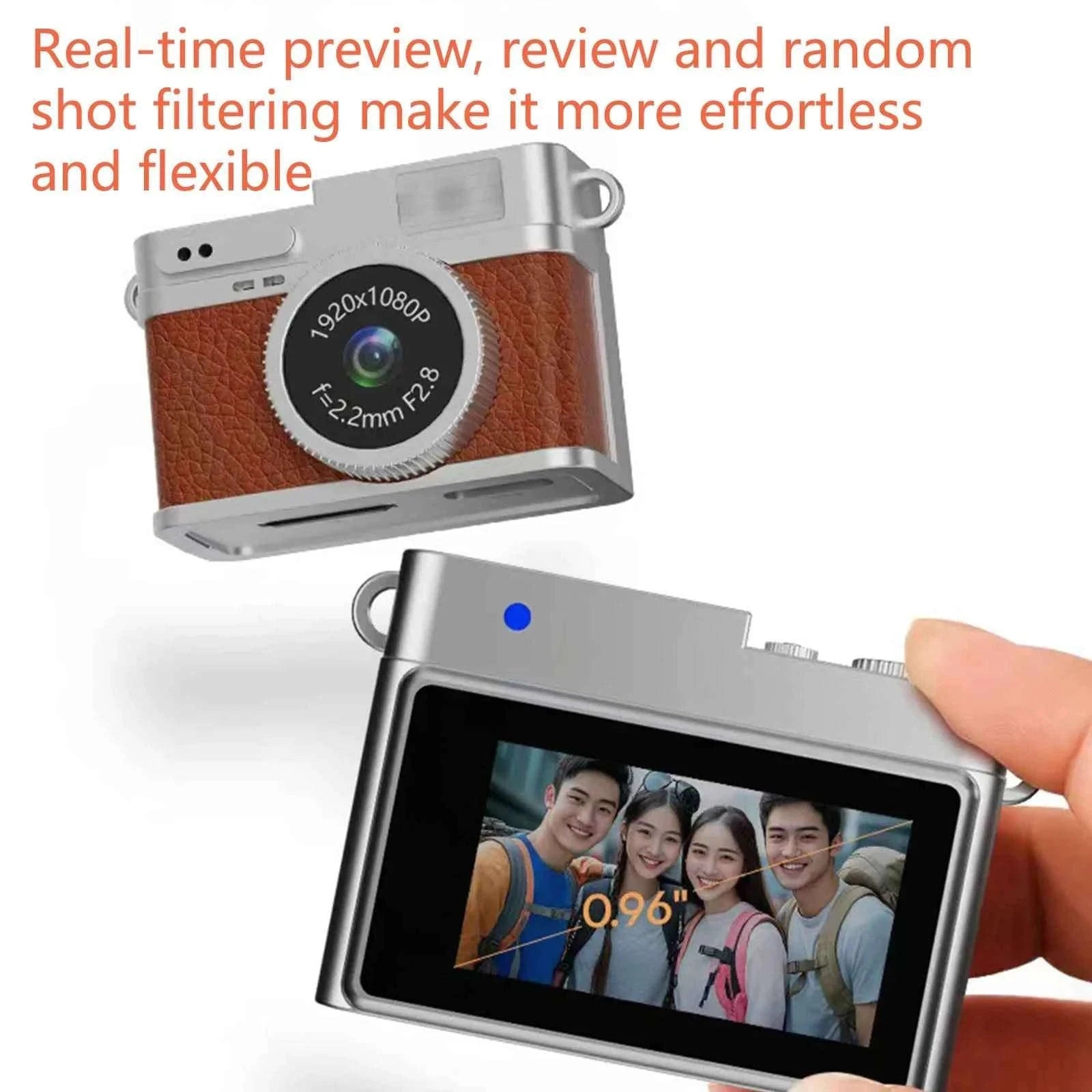 Retro Mini Digital Camera with 1080P Video and LED Fill Light-S150 Brown
