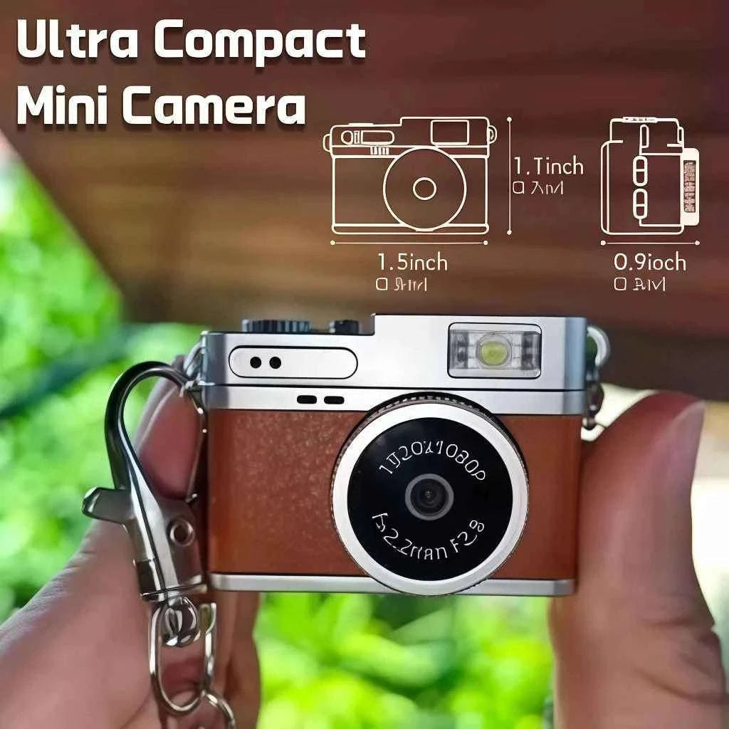 Retro Mini Digital Camera with 1080P Video and LED Fill Light-S150 Brown