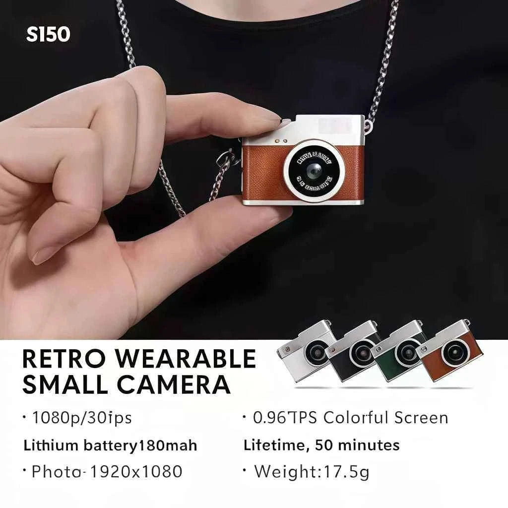 Retro Mini Digital Camera with 1080P Video and LED Fill Light-S150 Brown