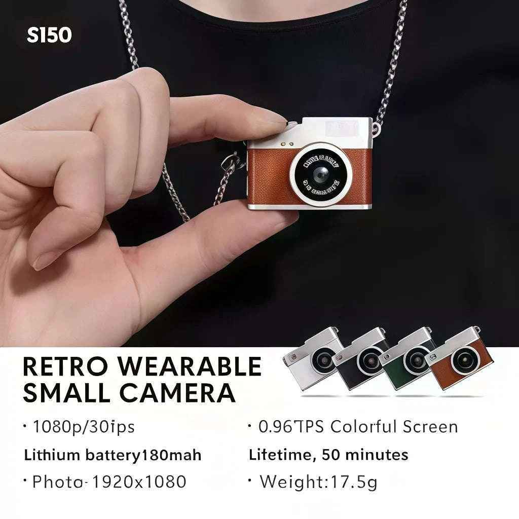 Retro Mini Digital Camera with 1080P Video and LED Fill Light-S150 Brown