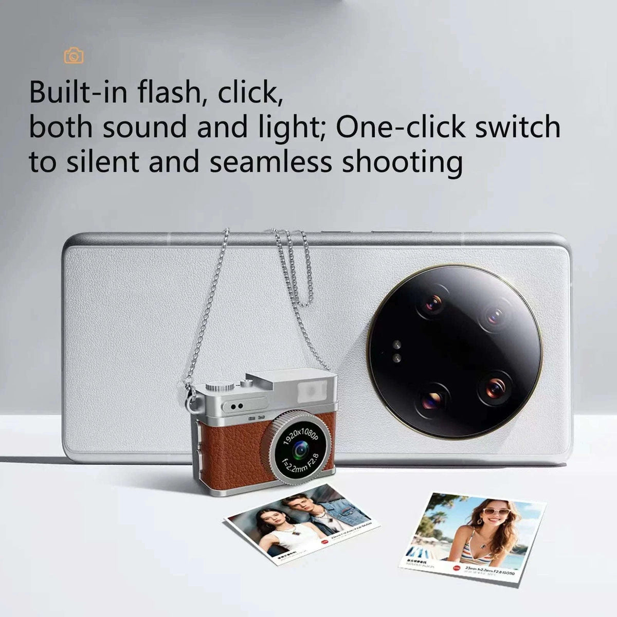Retro Mini Digital Camera with 1080P Video and LED Fill Light-S150 Brown