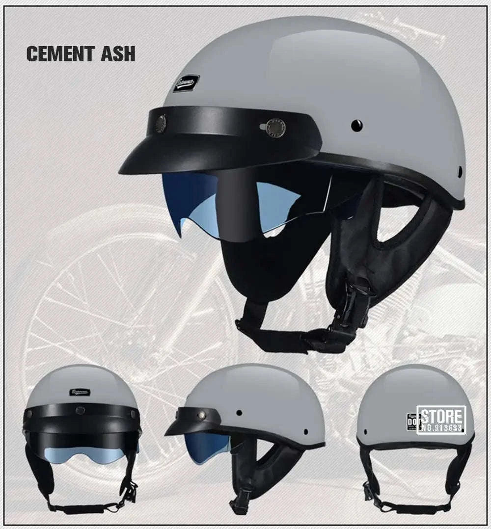 Retro Motorcycle Half Helmet with HD Lens-535 Glasses BK / XL