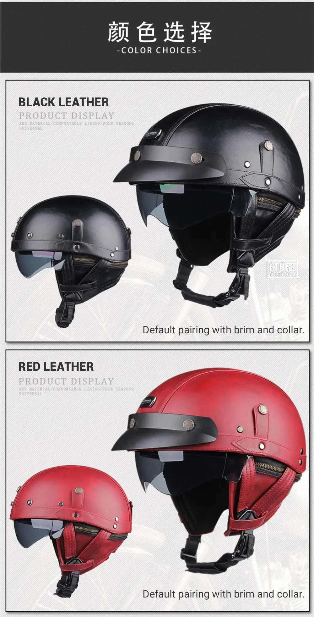 Retro Motorcycle Half Helmet with HD Lens-535 Glasses BK / XL