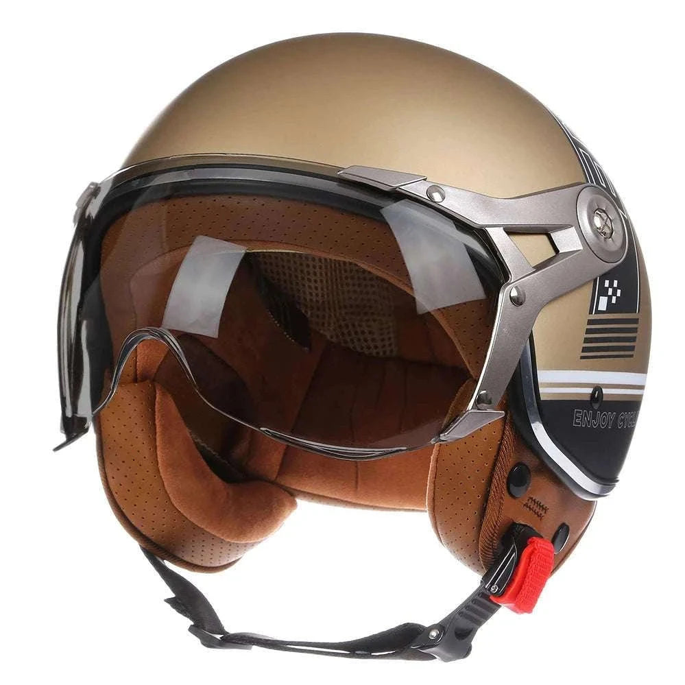 Retro Open Face Motorcycle Helmet 3/4 ABS Lightweight 1kg-7 / China Mainland / M