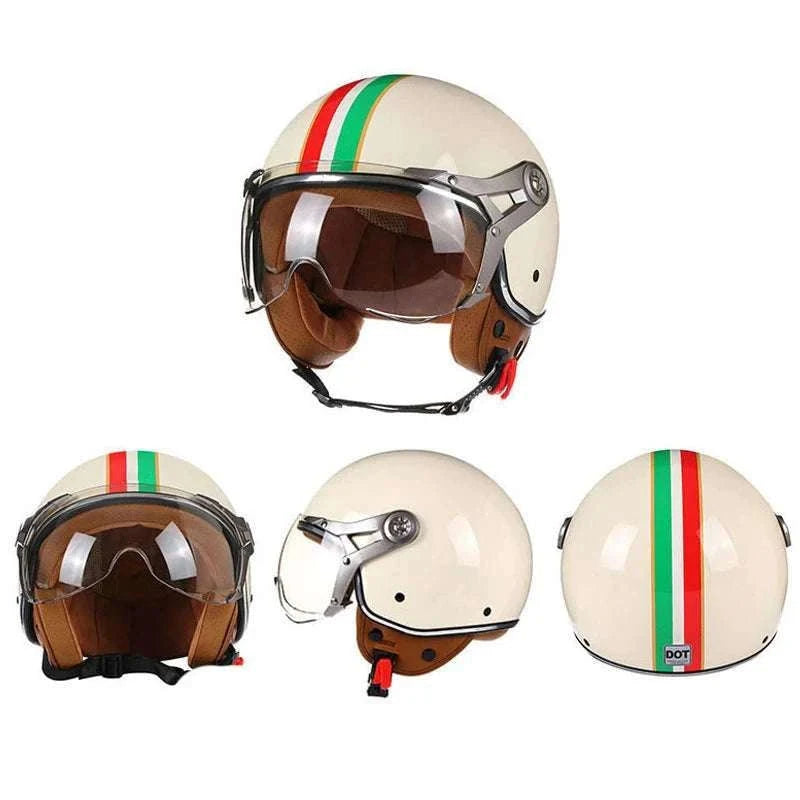 Retro Open Face Motorcycle Helmet 3/4 ABS Lightweight 1kg-7 / China Mainland / M
