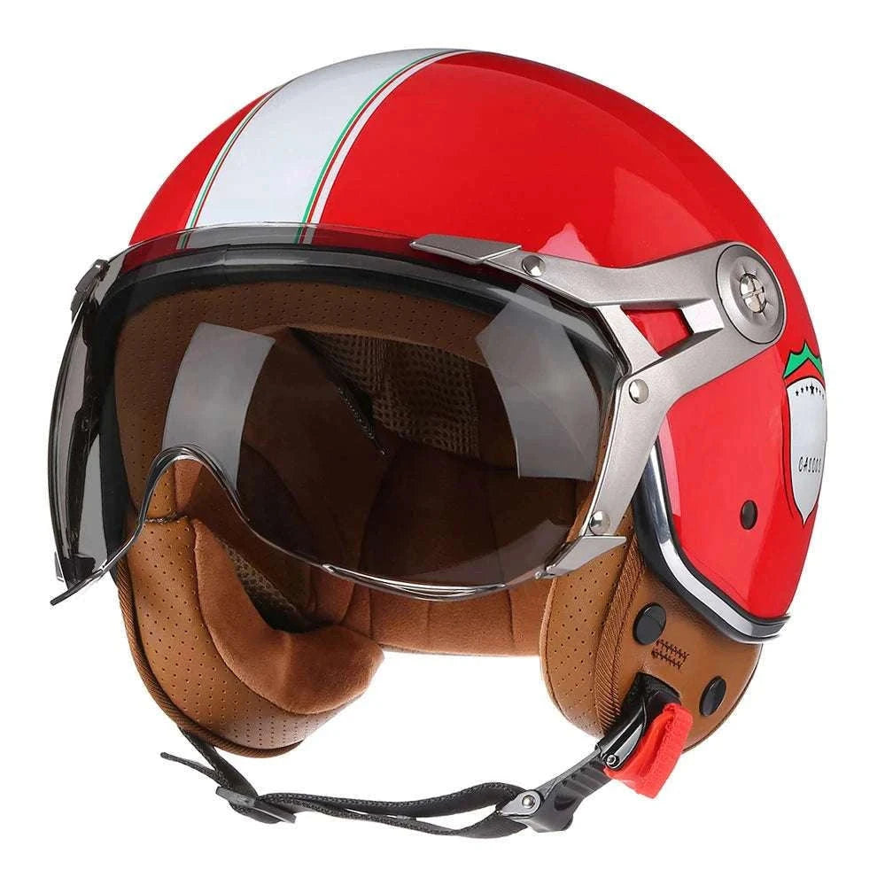Retro Open Face Motorcycle Helmet 3/4 ABS Lightweight 1kg-7 / China Mainland / M