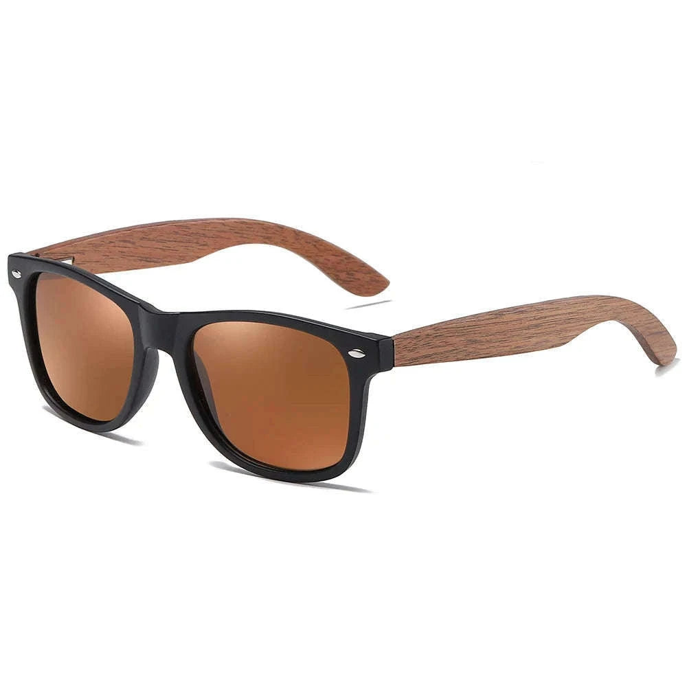Retro Walnut Wood Polarized Sunglasses UV400 Anti-Blue Pilot Style-Anti Blue