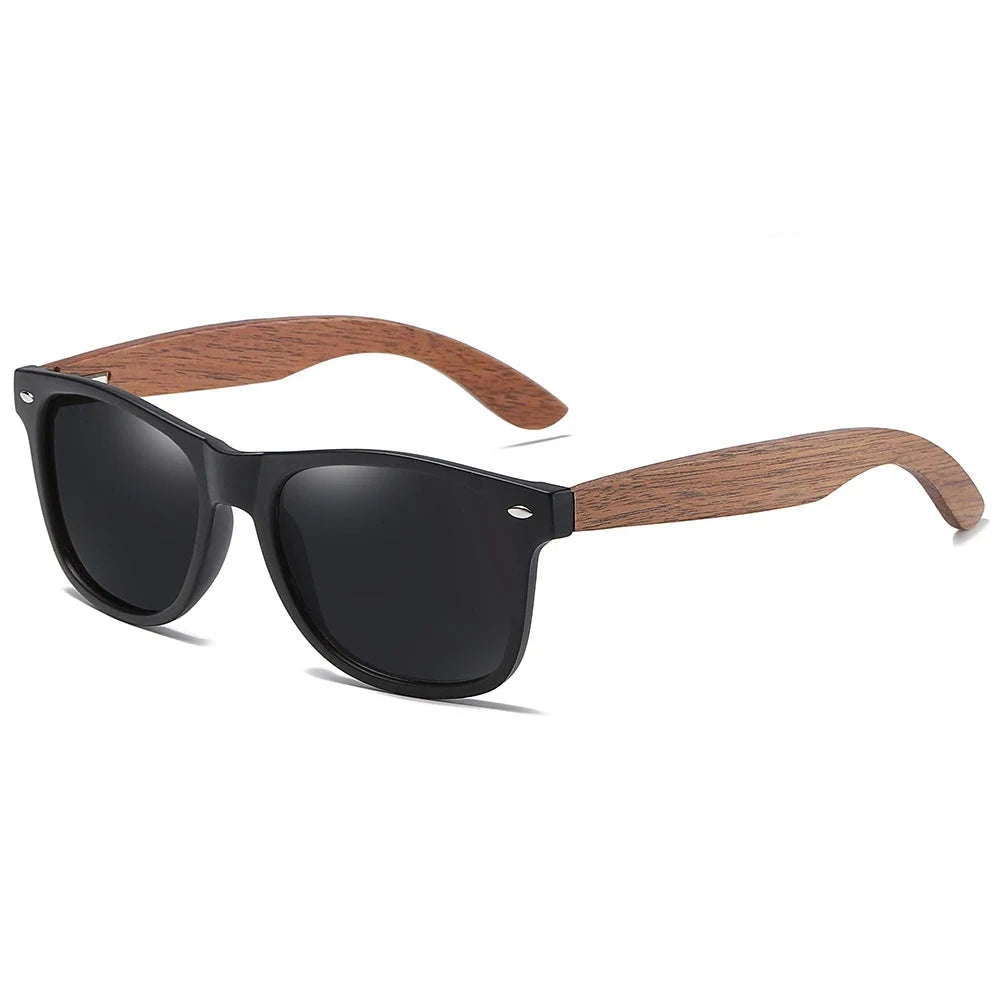 Retro Walnut Wood Polarized Sunglasses UV400 Anti-Blue Pilot Style-Anti Blue
