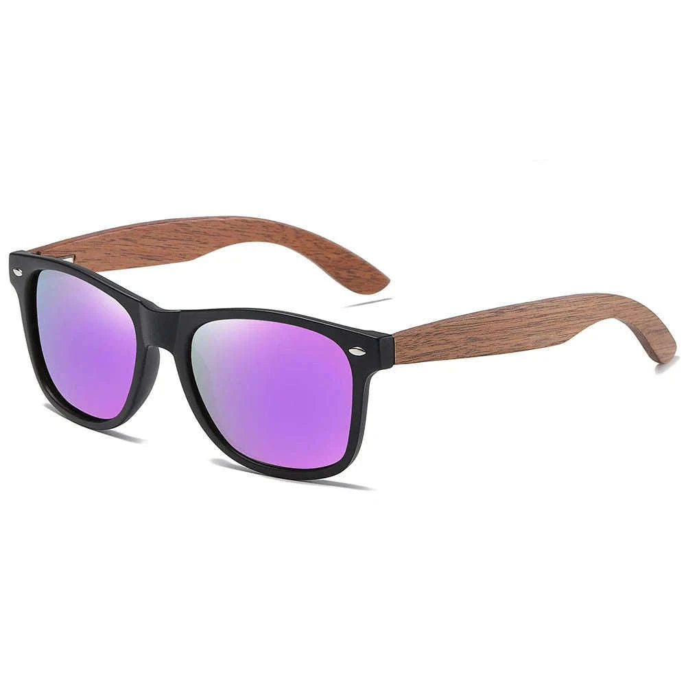Retro Walnut Wood Polarized Sunglasses UV400 Anti-Blue Pilot Style-Anti Blue