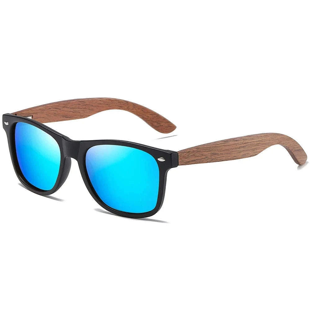 Retro Walnut Wood Polarized Sunglasses UV400 Anti-Blue Pilot Style-Anti Blue