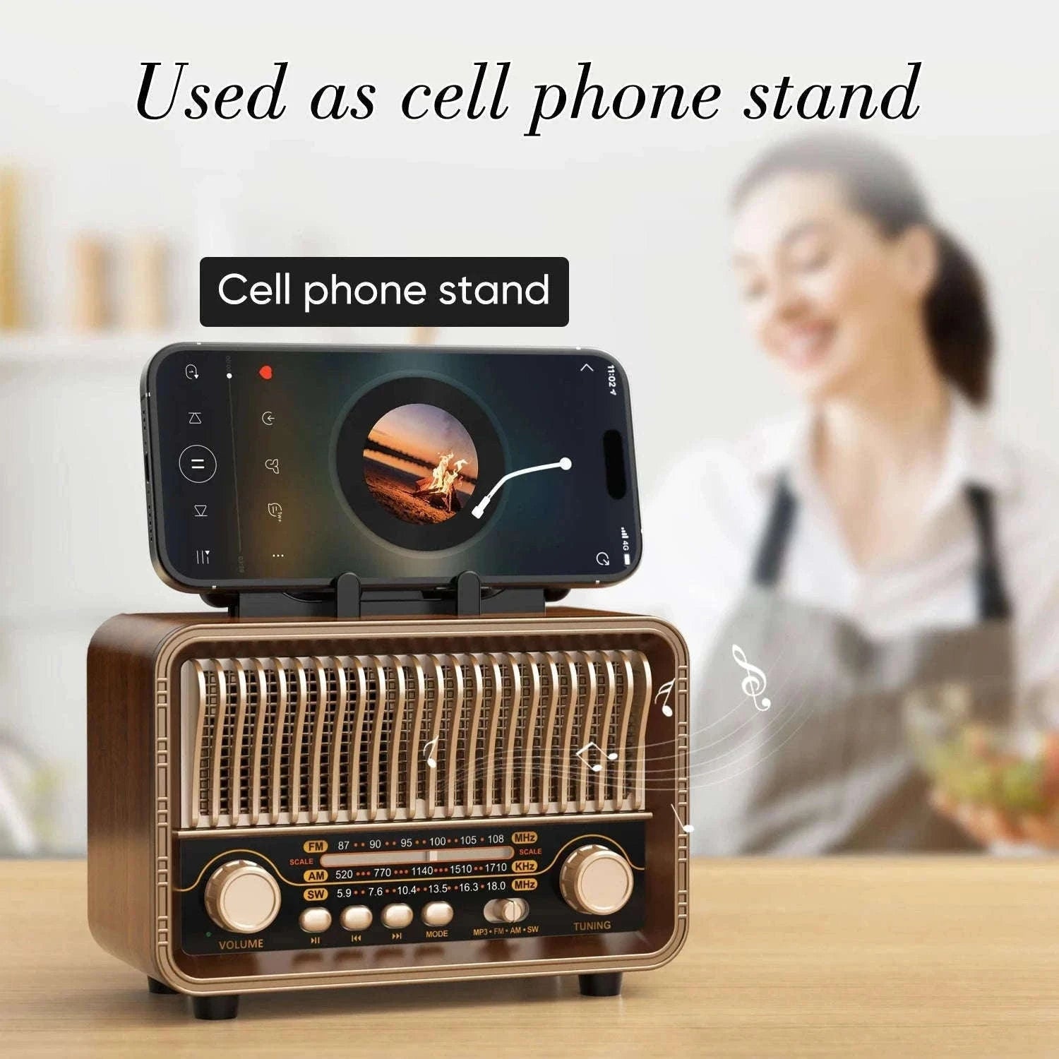 Retro Wireless Radio AM/FM/SW Portable with Bluetooth and Rechargeable Battery-Brown / China Mainland