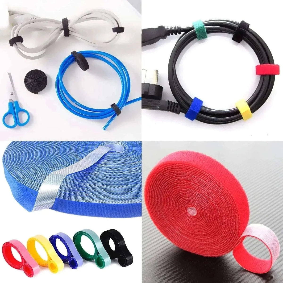 Reusable Cable Organizer Tape for Neat, Tangle-Free Cords-Black-3m