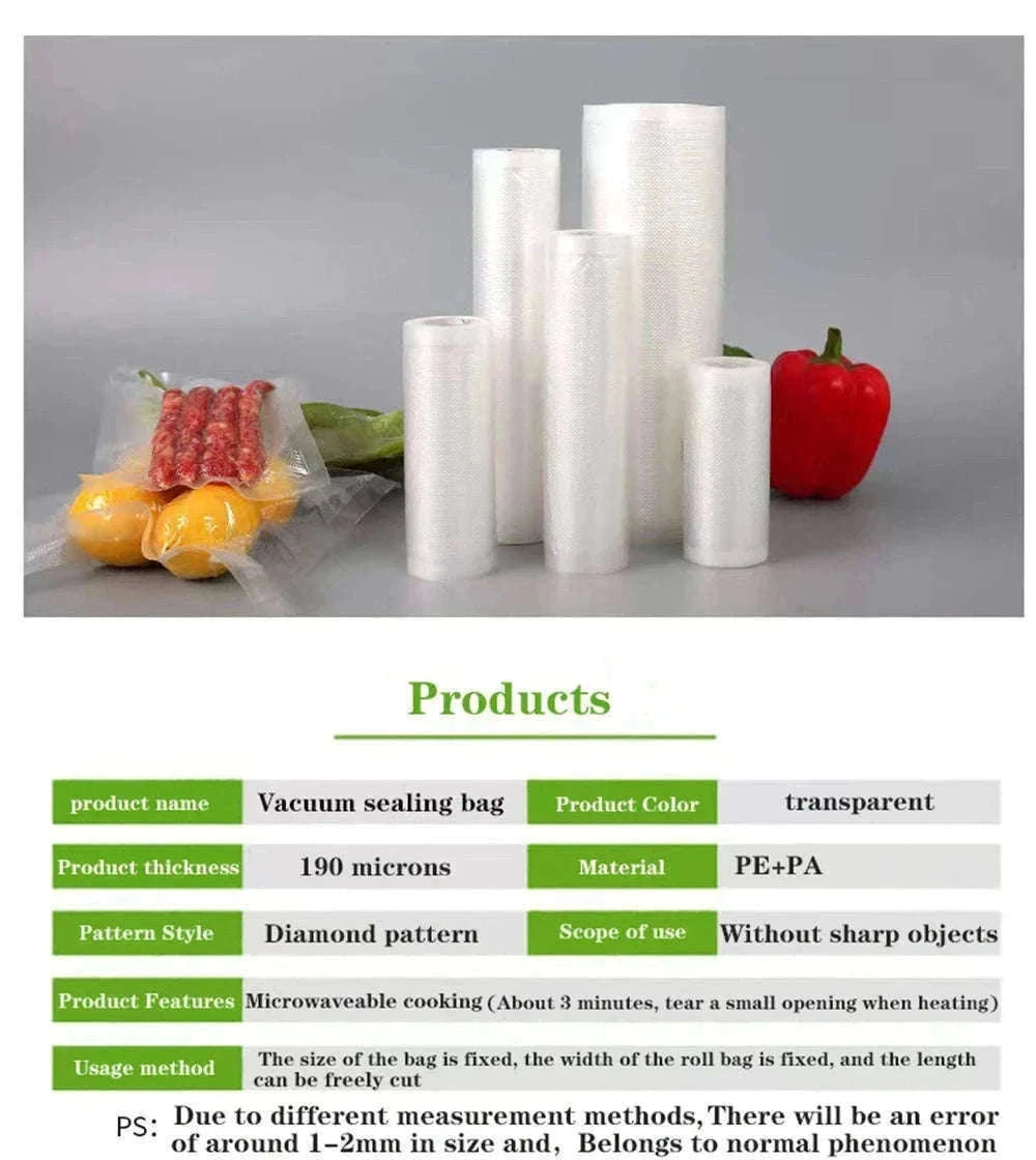 Reusable Food Vacuum Sealer Bags Roll for Meal Prep & Sous Vide-1 Rolls / 12cm x 500cm