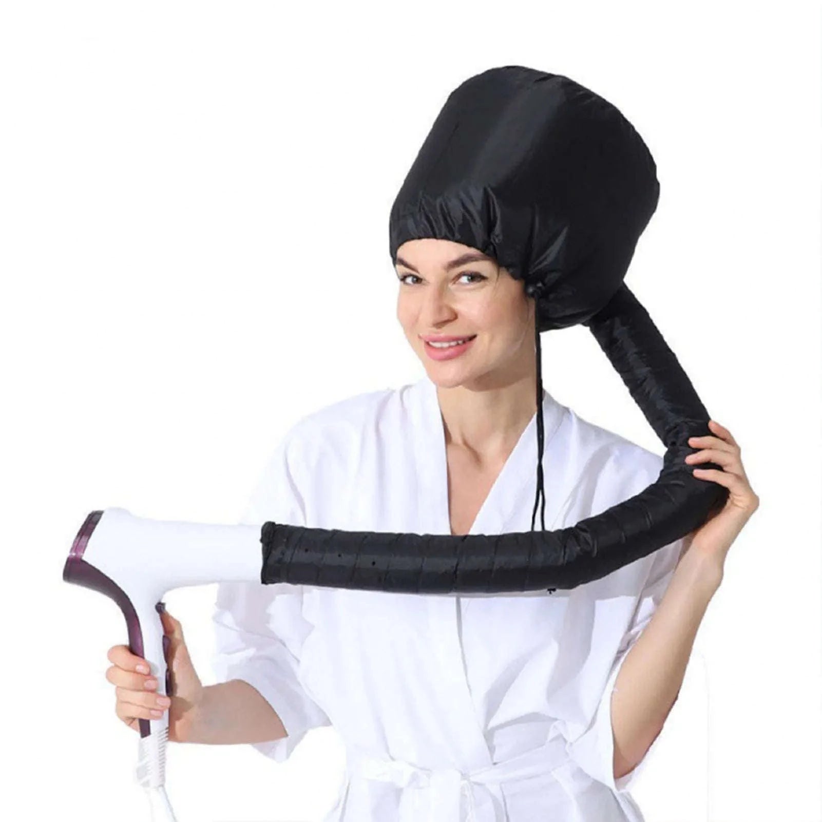 Reusable Hair Dryer Steamer Cap for Drying and Deep Conditioning-Silver gray