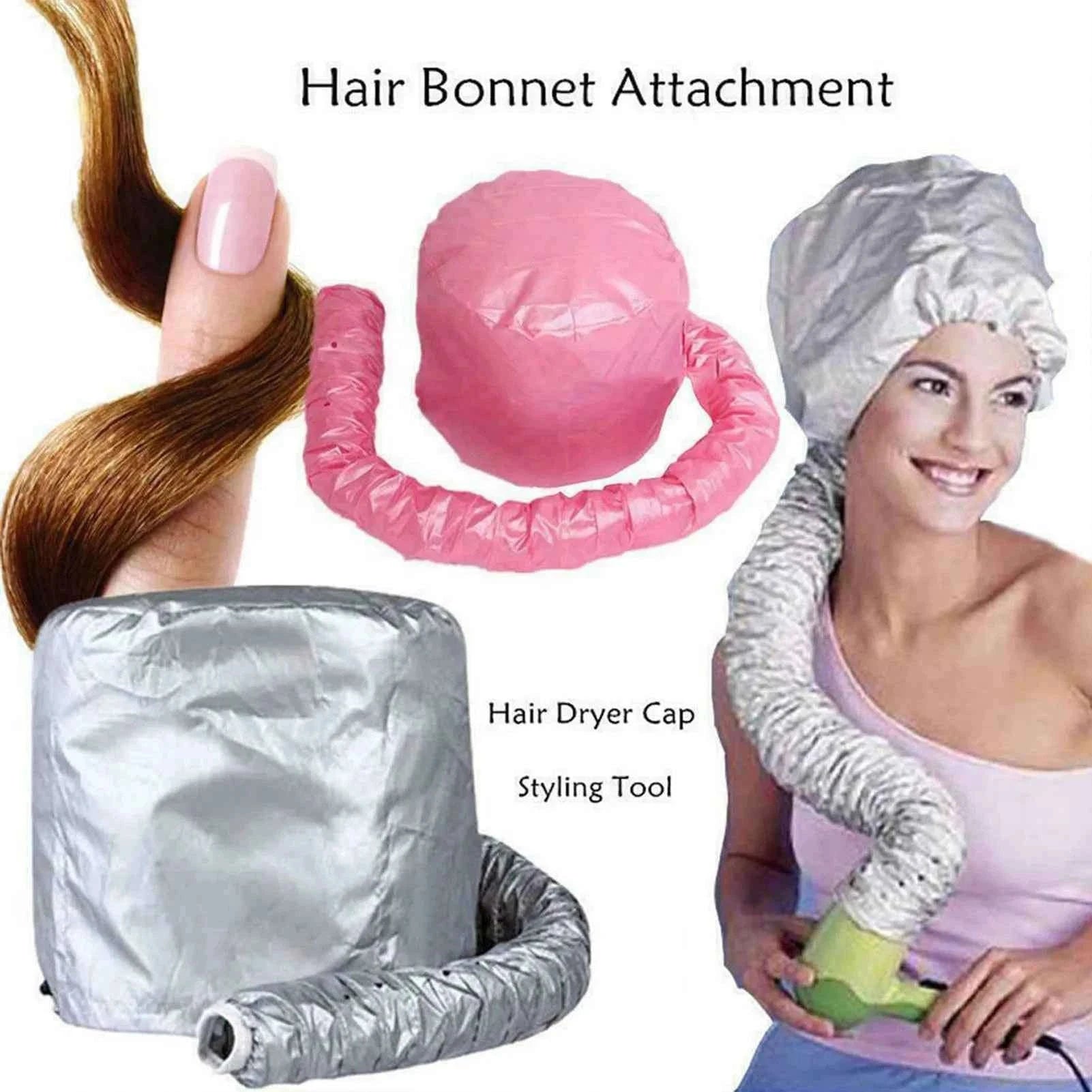 Reusable Hair Dryer Steamer Cap for Drying and Deep Conditioning-Silver gray