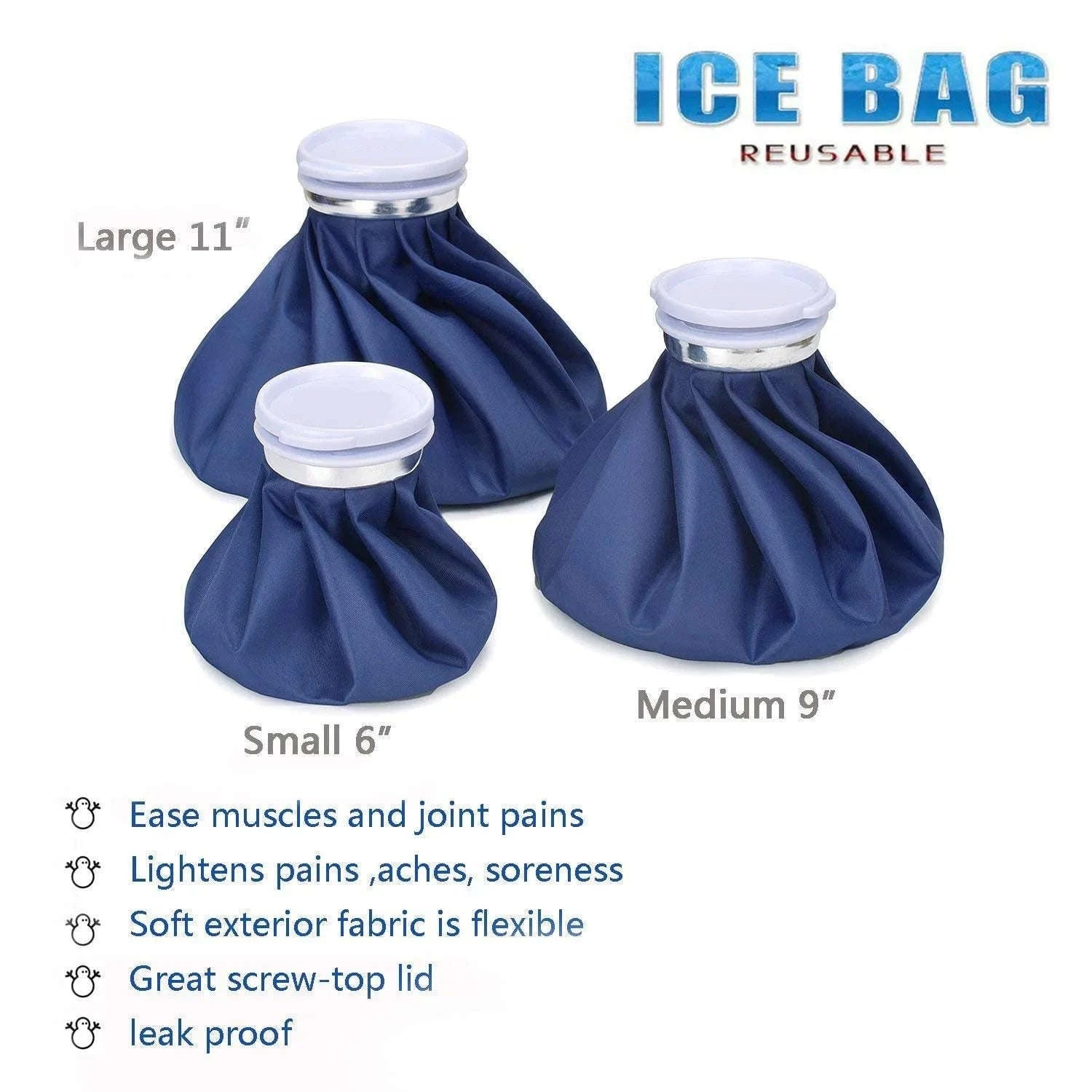 Reusable Hot & Cold Therapy Ice Bag Set (3 Sizes) for Pain Relief-Blue / 6 inch