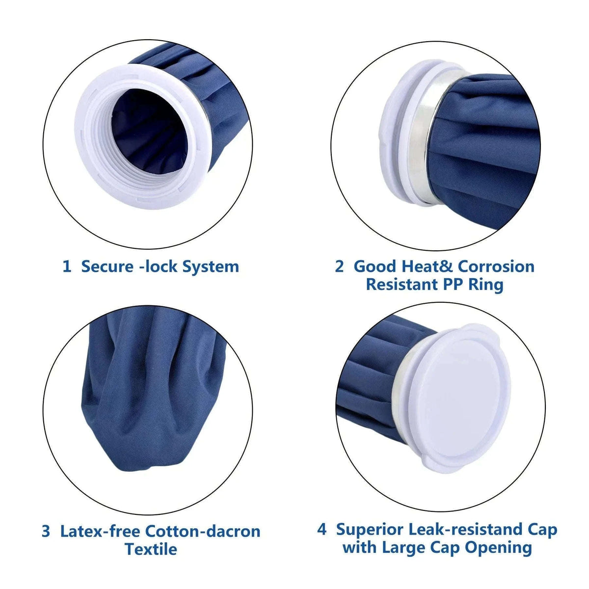 Reusable Hot & Cold Therapy Ice Bag Set (3 Sizes) for Pain Relief-Blue / 6 inch