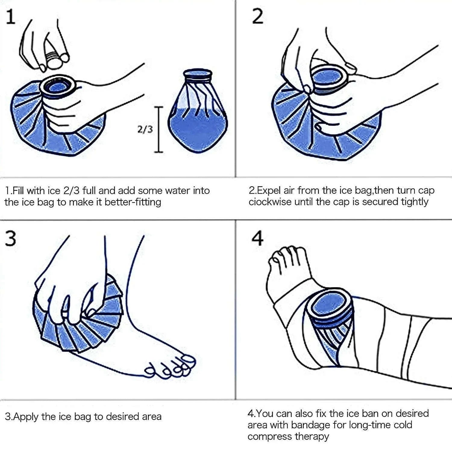 Reusable Hot & Cold Therapy Ice Bag Set (3 Sizes) for Pain Relief-Blue / 6 inch