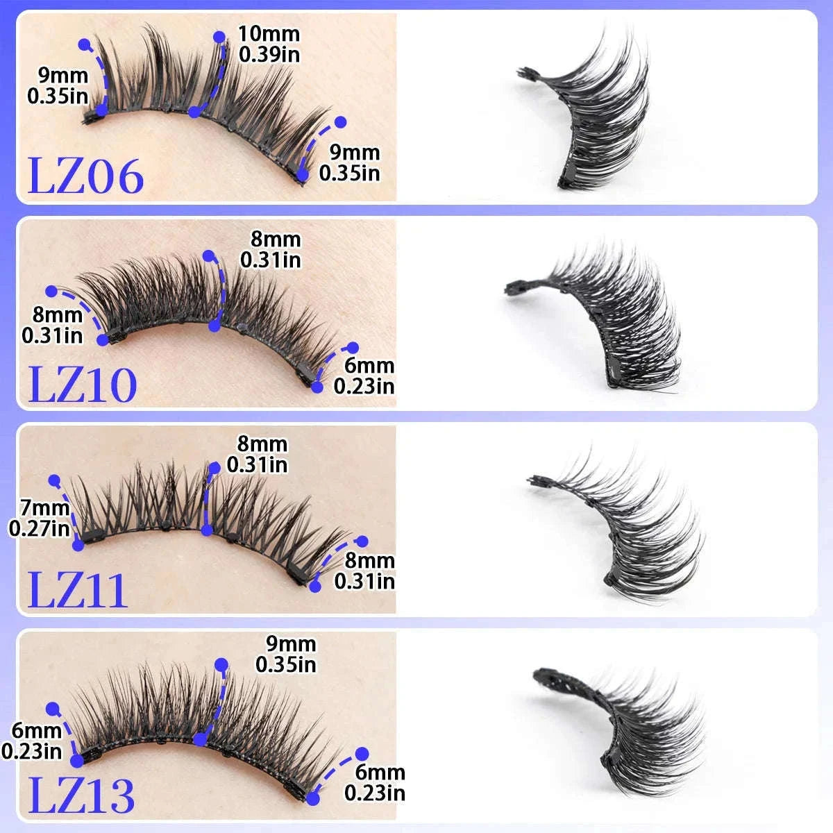 Reusable Magnetic False Eyelashes with Applicator Tweezers Set-1 Pair LZ04