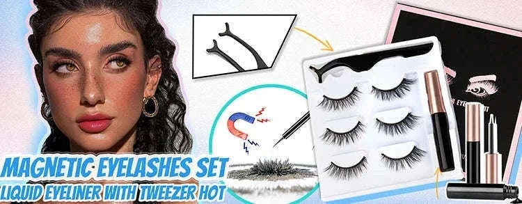 Reusable Magnetic False Eyelashes with Applicator Tweezers Set-1 Pair LZ04