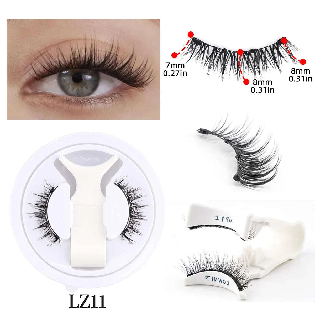 Reusable Magnetic False Eyelashes with Applicator Tweezers Set-1 Pair LZ04