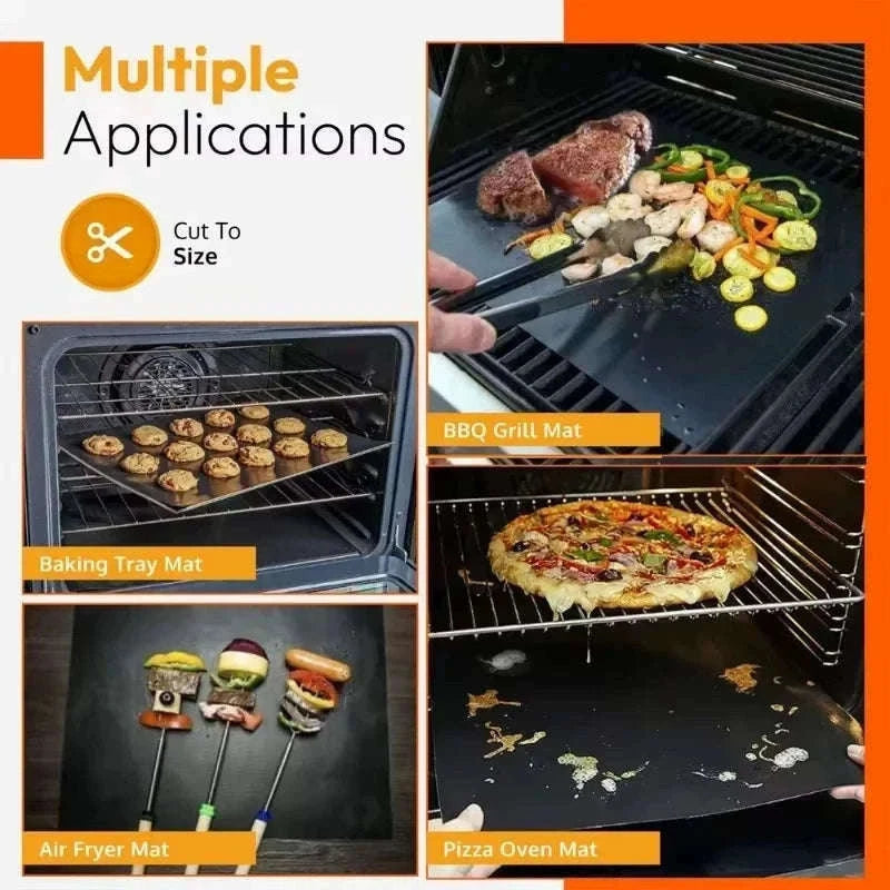 Reusable Non-Stick Oven Liner & Grill Mat-40X50cm-1Pc Black