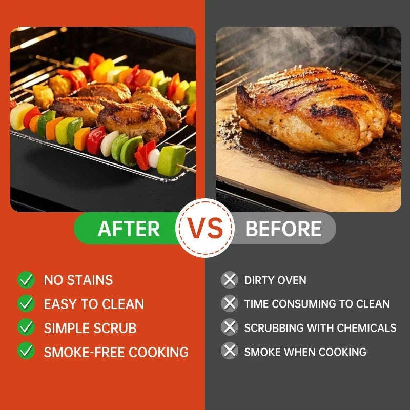 Reusable Non-Stick Oven Liner & Grill Mat-40X50cm-1Pc Black