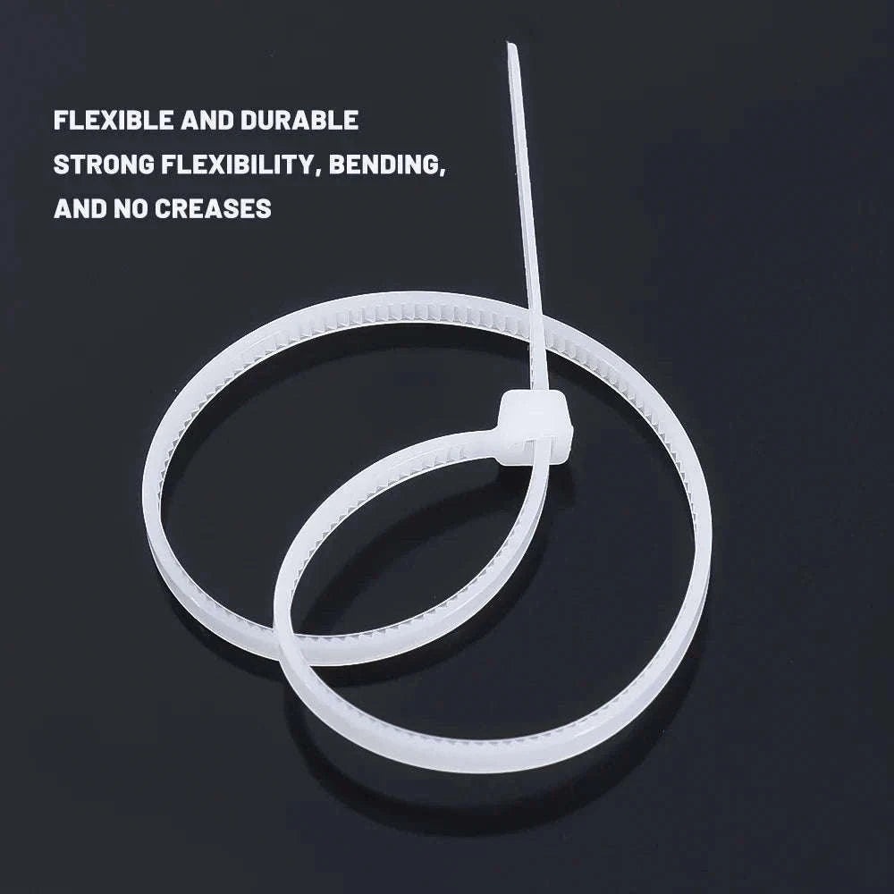 Reusable Nylon Cable Ties for Neat Cable Control-White(100Pcs) / 3x150mm