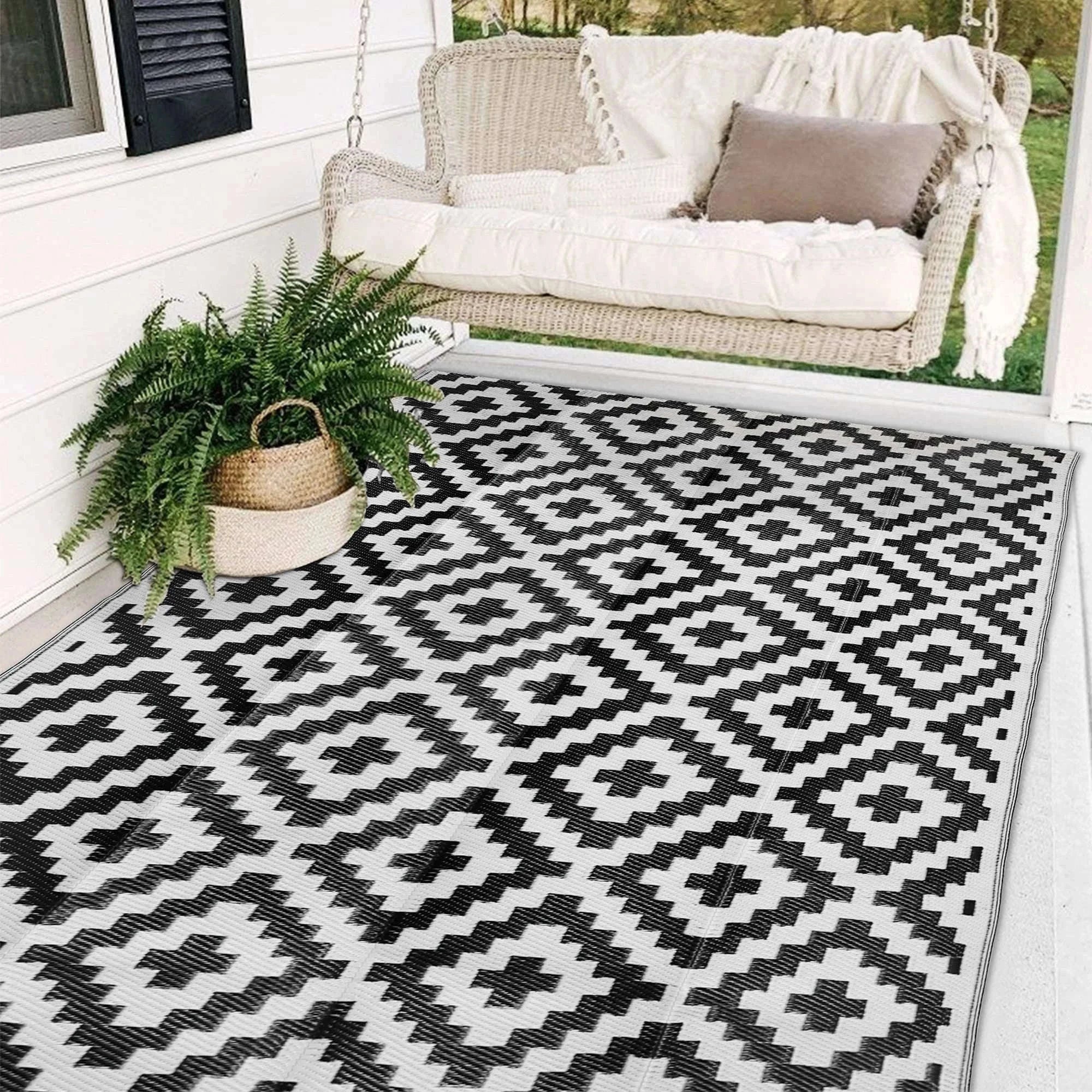 Reversible Outdoor Rug for Camping, Patio and Picnic Use-Rug