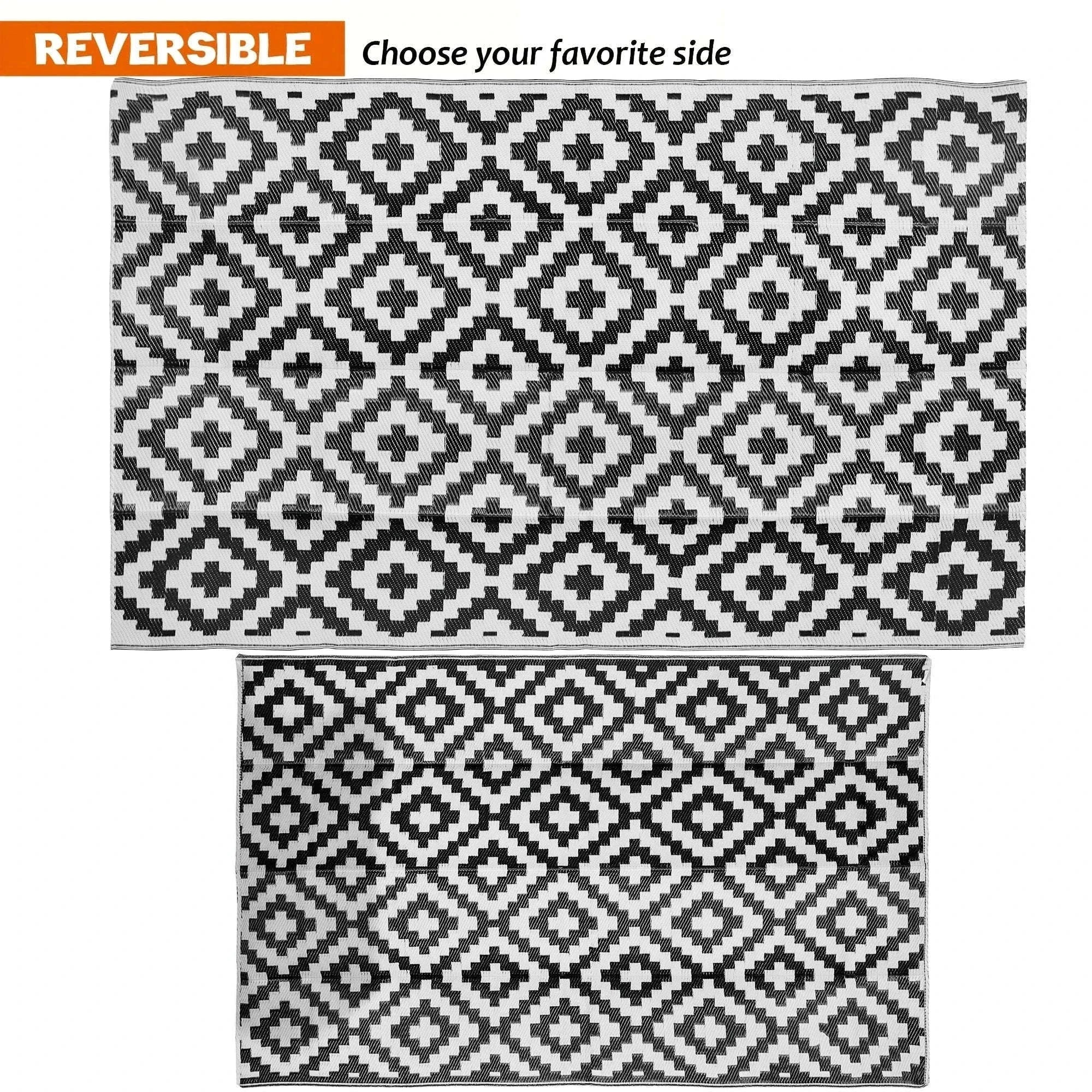 Reversible Outdoor Rug for Camping, Patio and Picnic Use-Rug