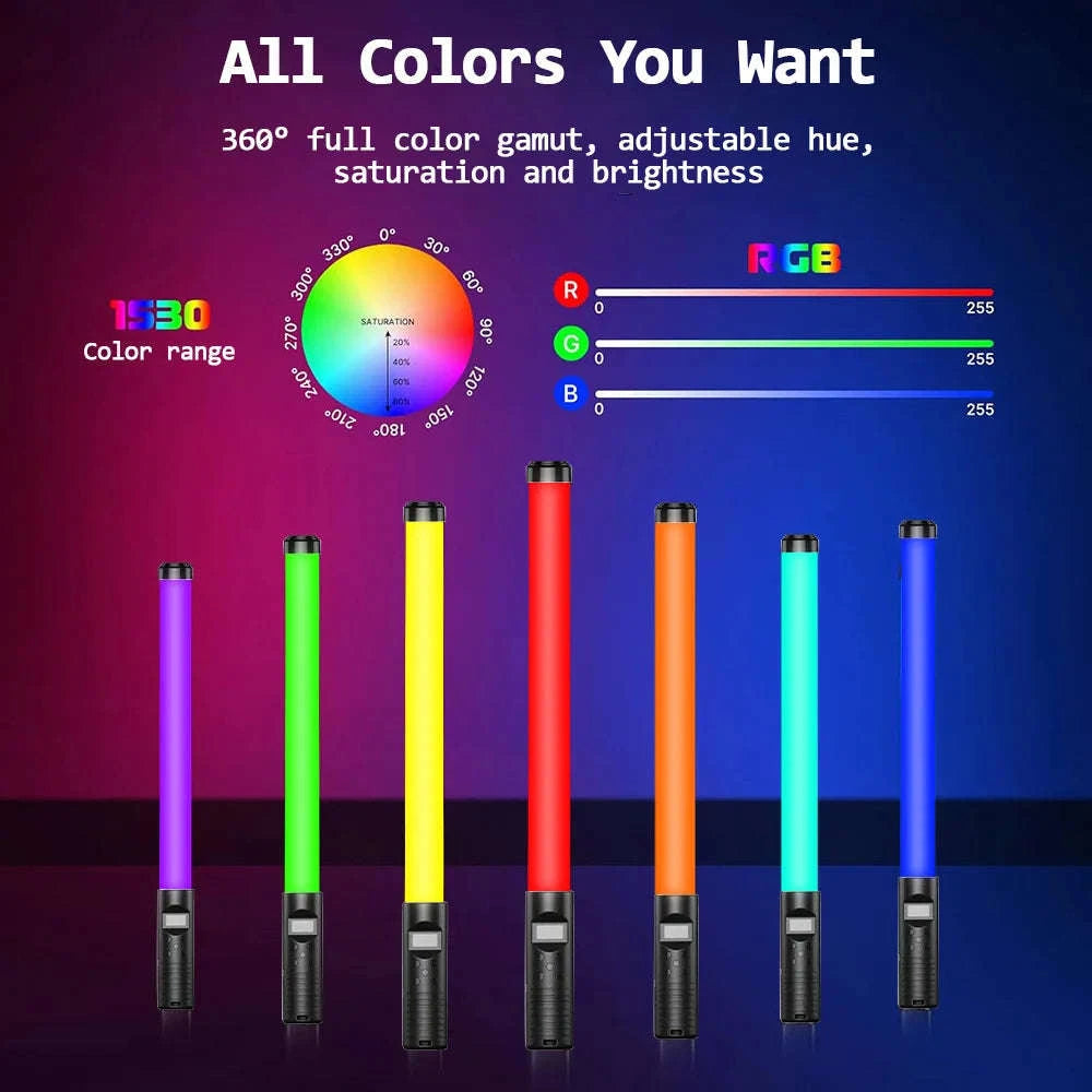 RGB LED Light Wand 3000K–6500K Handheld Video Light with Remote-United States