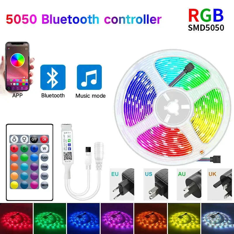 RGB LED Strip Lights with Bluetooth Control 5M–30M 5050 LED Tape-20M / spain