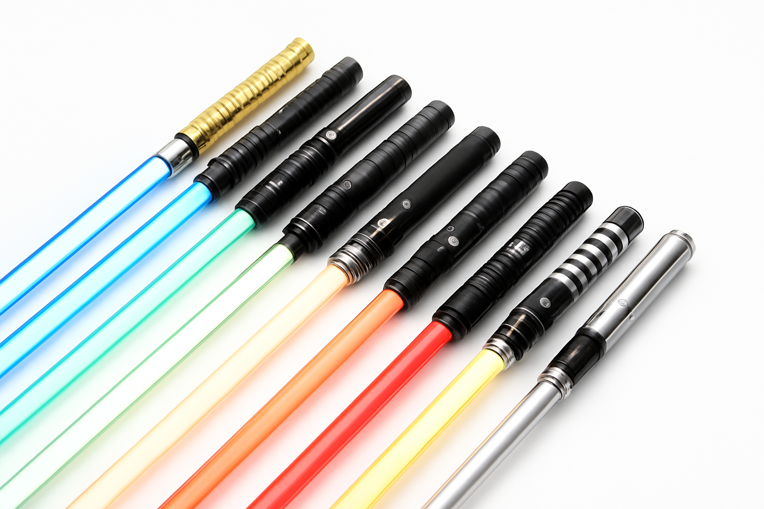 Spada laser metallica RGB con suono, ricarica USB, lama rimovibile