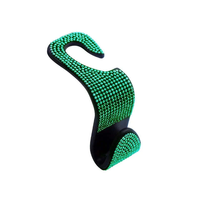 Rhinestone Car Seat Back Hook Hanger for Daily Vehicle Storage-Green 1pc / Germany
