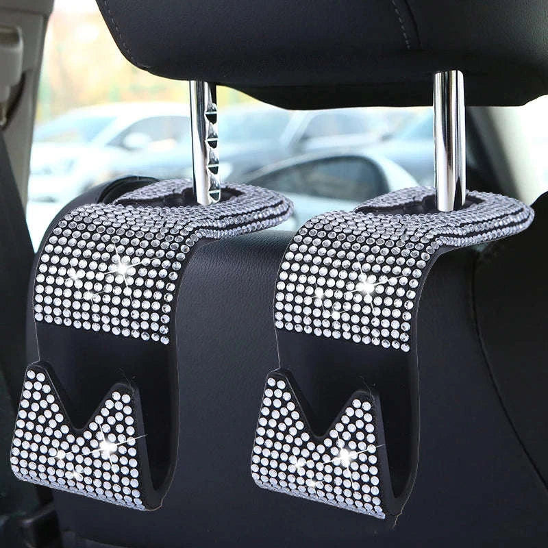 Rhinestone Car Seat Back Hook Hanger for Daily Vehicle Storage-Green 1pc / Germany