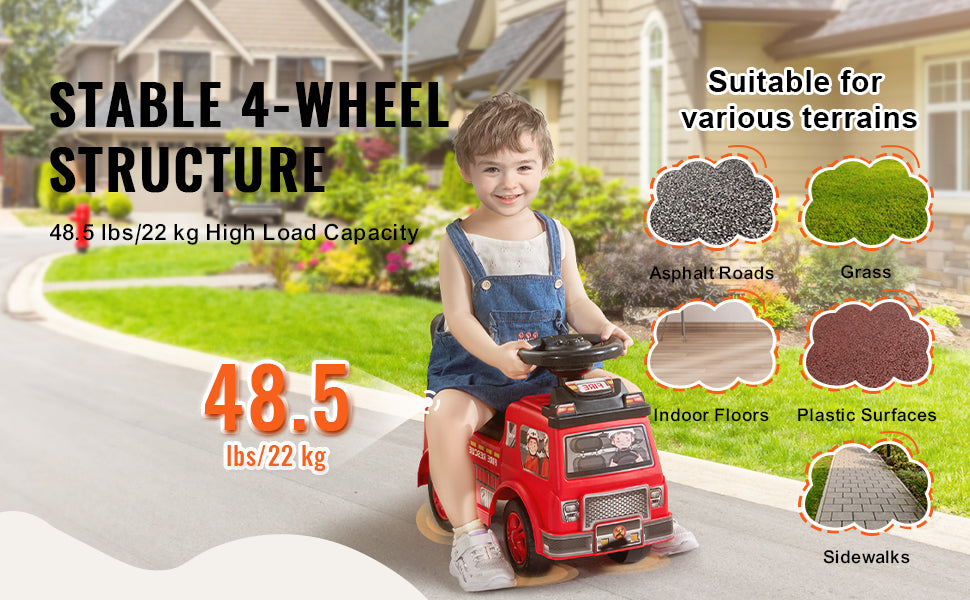 Kids Ride On Push Car with Music & Storage Seat for Toddlers