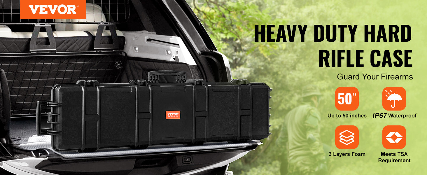 SucceBuy Rifle Hard Case Portable Long Gun Storage Suitcase W/ 2 Casters Shockproof & Waterproof Airsoft Rifle Protective Case