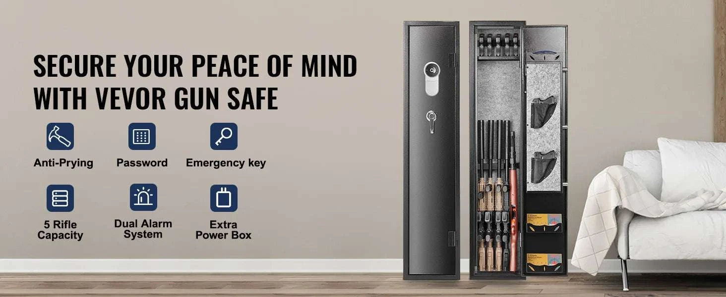 Rifle Gun Safe Cabinet with Digital Keypad or Fingerprint Lock-6-8 with Locker / spain