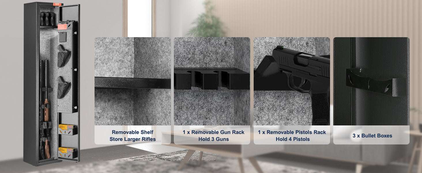 Rifle Gun Safe Cabinet with Digital Keypad or Fingerprint Lock-6-8 with Locker / spain