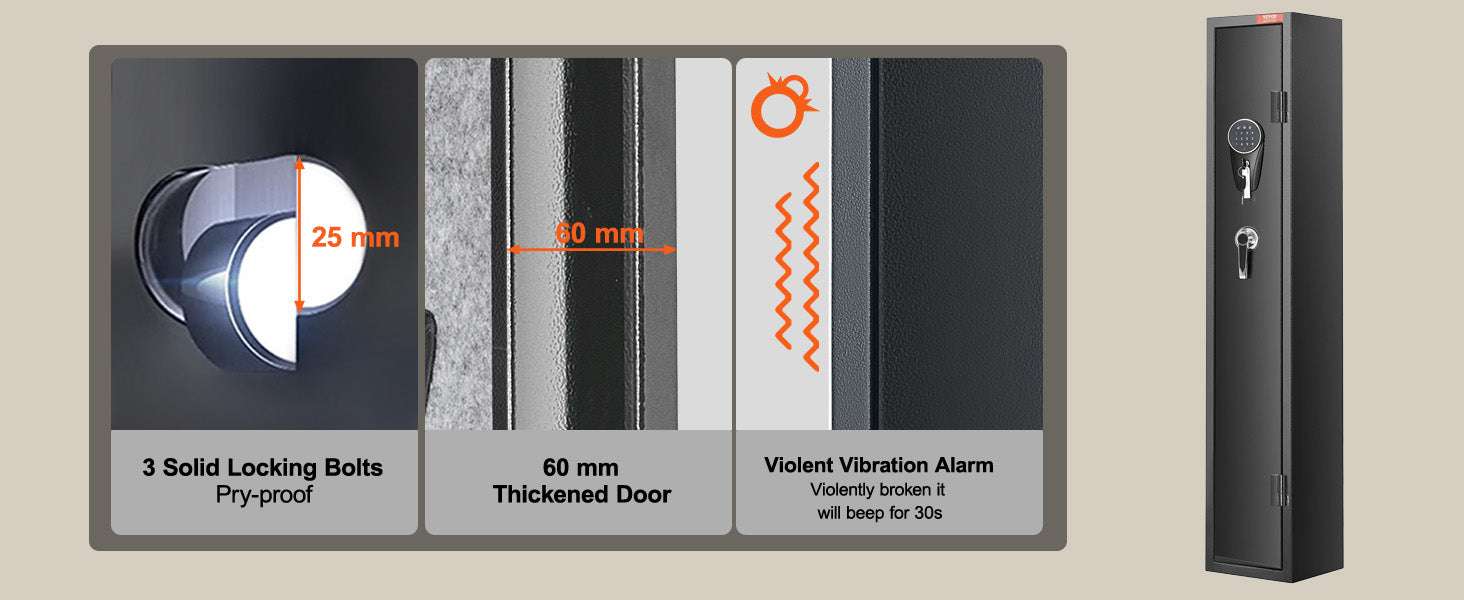 Rifle Gun Safe Cabinet with Digital Keypad or Fingerprint Lock-6-8 with Locker / spain
