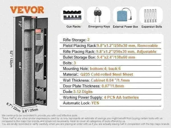 Rifle Gun Safe Cabinet with Digital Keypad or Fingerprint Lock-6-8 with Locker / spain