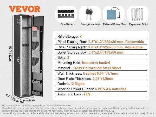 Rifle Gun Safe Cabinet with Digital Keypad or Fingerprint Lock-6-8 with Locker / spain