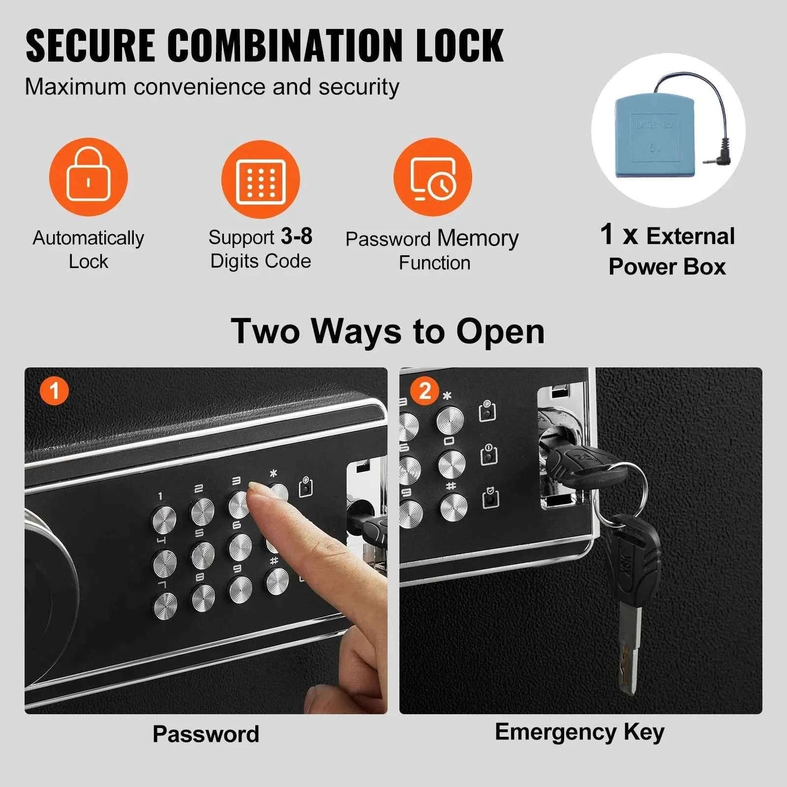 Rifle Gun Safe with Digital Keypad Lock and Removable Shelf-8 to 10 Rifles / United States