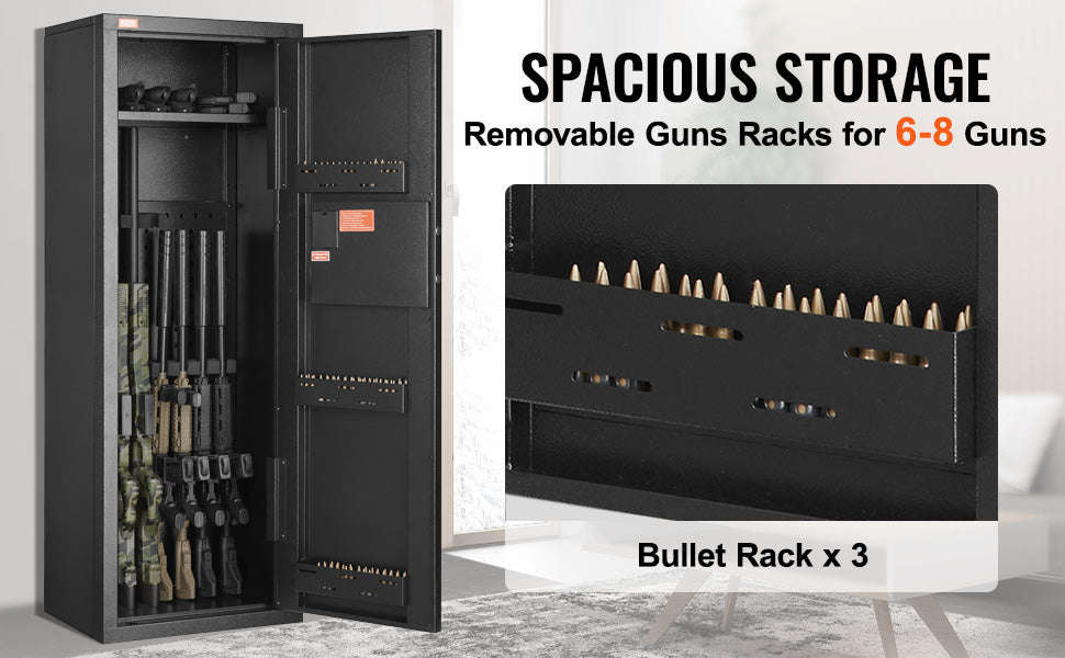 Rifle Gun Safe with Digital Keypad Lock and Removable Shelf-8 to 10 Rifles / United States