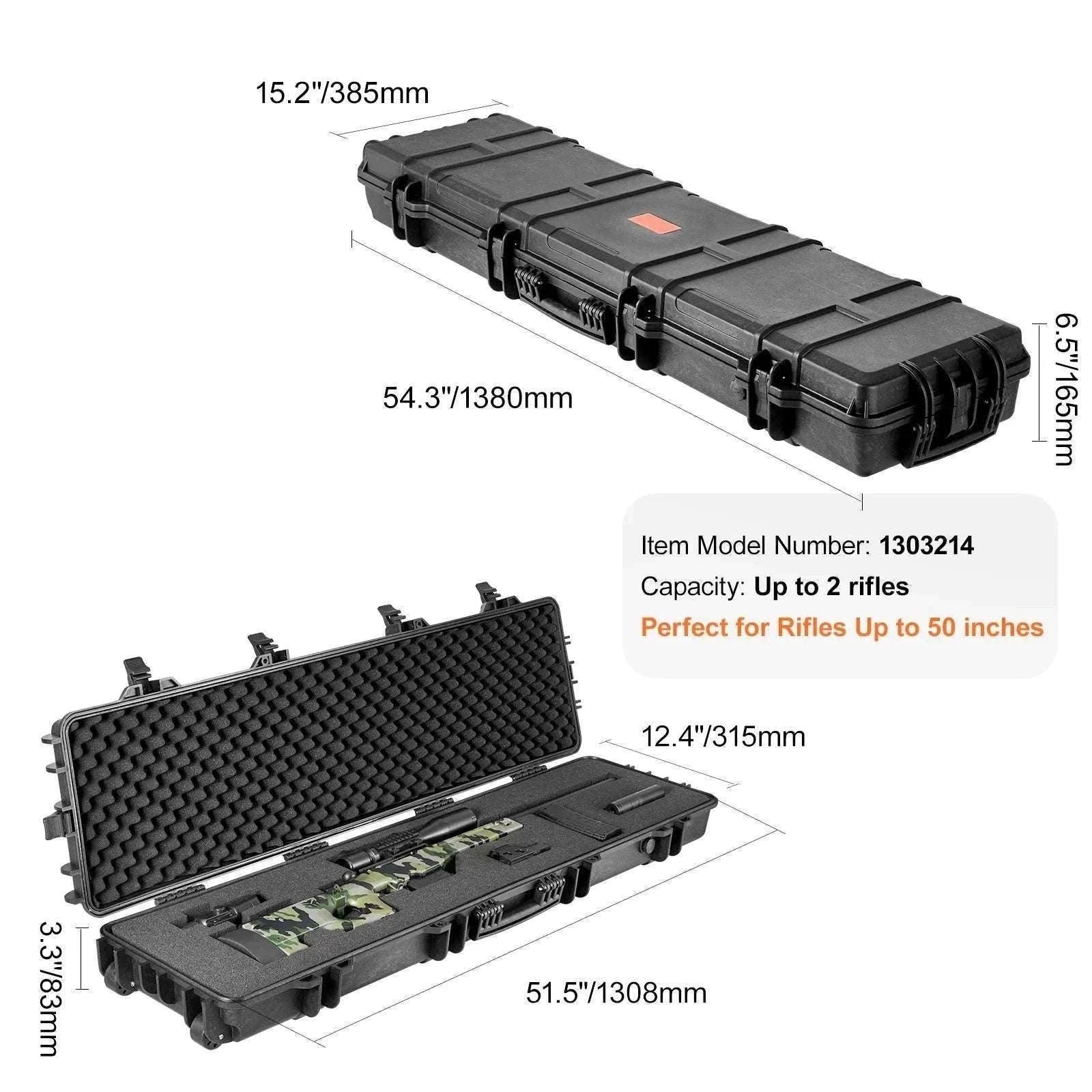 Rifle Hard Case with Wheels IP67 Waterproof Shockproof Storage-40 inch / GERMANY