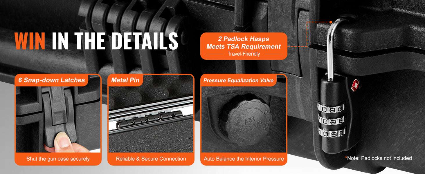 Rifle Hard Case with Wheels IP67 Waterproof Shockproof Storage-40 inch / GERMANY