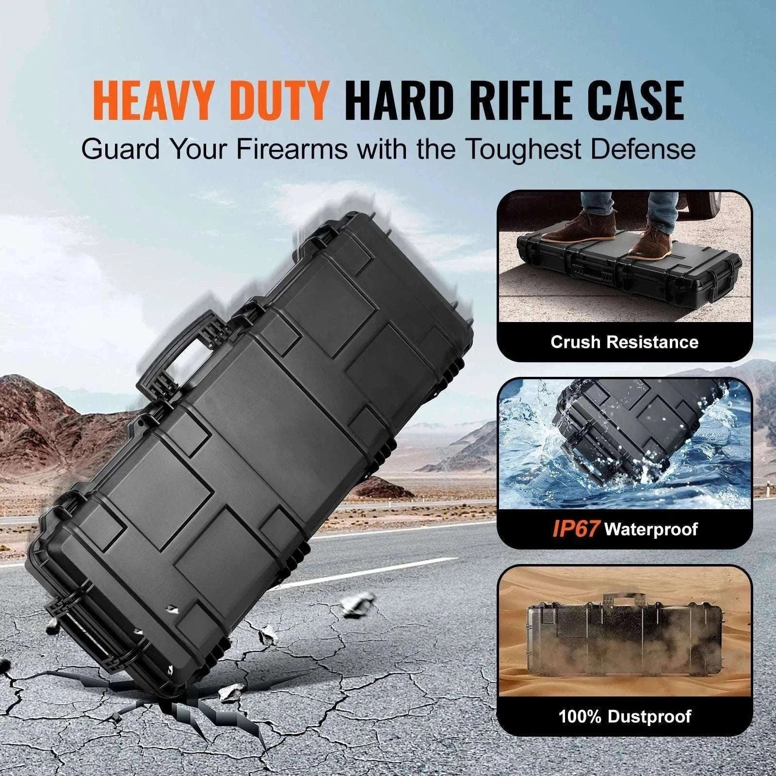 Rifle Hard Case with Wheels IP67 Waterproof Shockproof Storage-40 inch / GERMANY