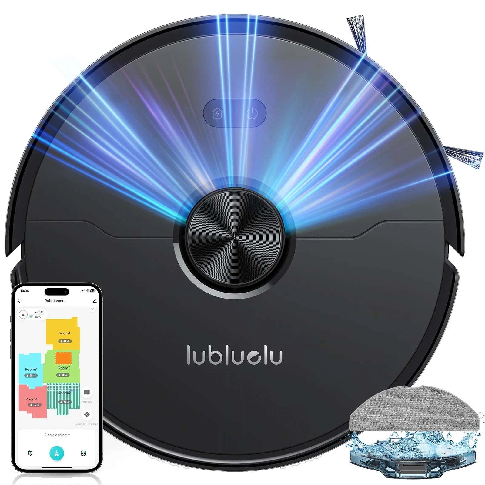 Robot Vacuum Mop Combo 5500Pa LiDAR Navigation Smart App Control-