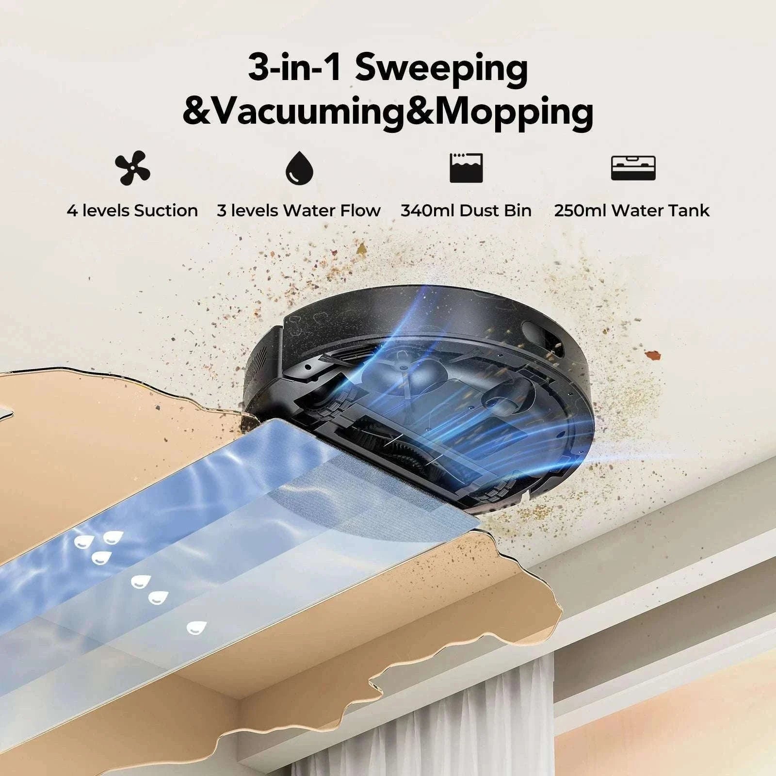 Robot Vacuum Mop Combo 5500Pa LiDAR Navigation Smart App Control-L15ultra / AU / Australia