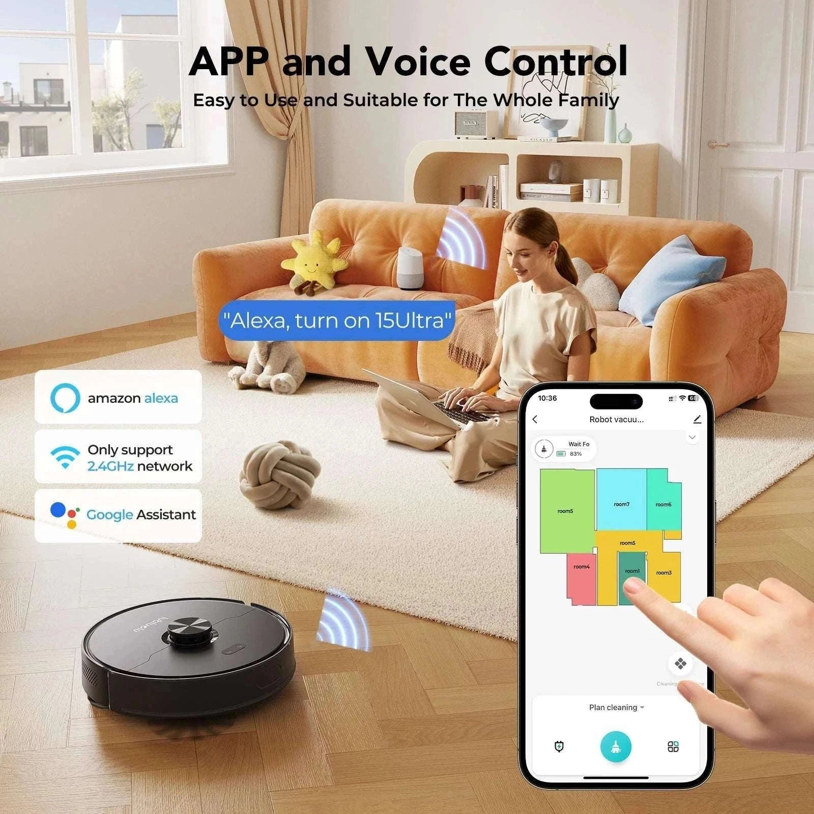 Robot Vacuum Mop Combo 5500Pa LiDAR Navigation Smart App Control-L15ultra / AU / Australia